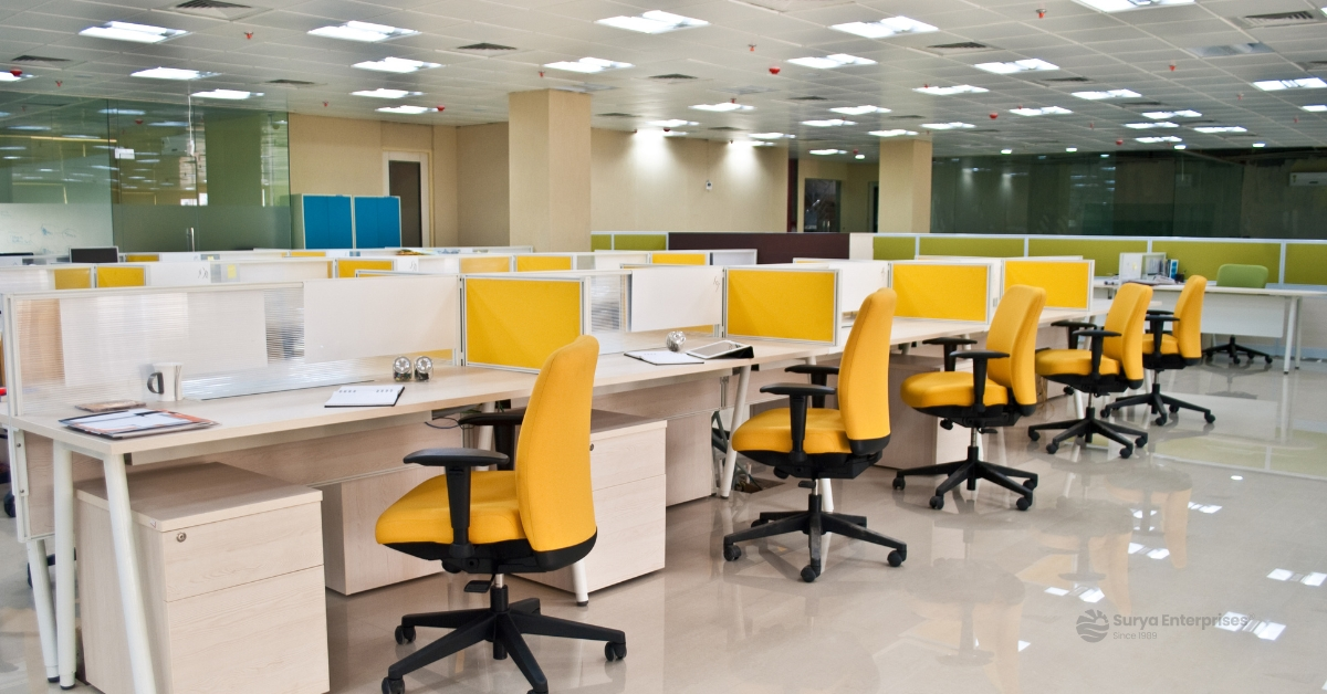 Workstations and office desks at Surya Enterprises, Thrissur, Kerala