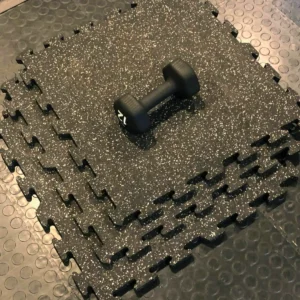 Close-up of Gym Rubber Tiles Surface Texture