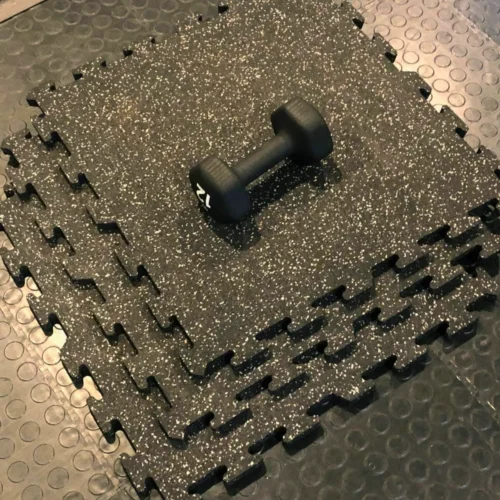 Close-up of Gym Rubber Tiles Surface Texture