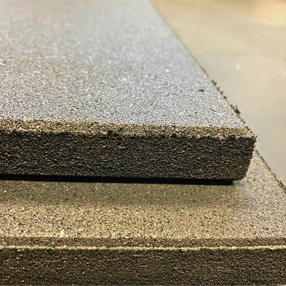Installed Black Gym Rubber Tiles with Kettlebells