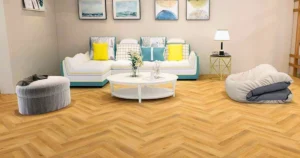 Luxury herringbone parquet wooden flooring in Kerala