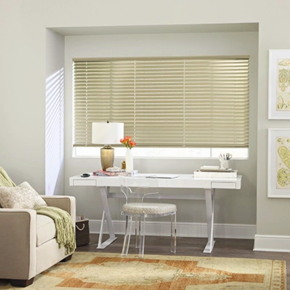 Stylish aluminium venetian blinds installed IN the study room window in Kerala